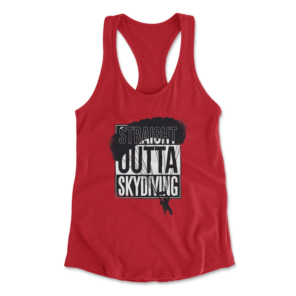 Straight Outta Skydiving Womens Racerback Tank in Red color