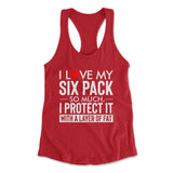 I Love My Six Pack And I Protect It With My Layer Of Fat Womens Racerback Tank in Red color