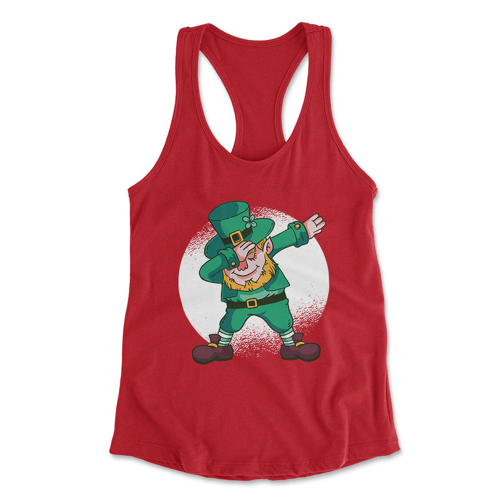 Leprechaun Dabbing Womens Racerback Tank in Red color