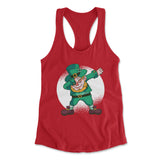 Leprechaun Dabbing Womens Racerback Tank in Red color