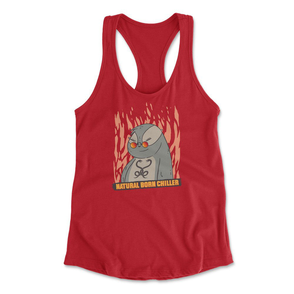 Natural Born Chiller Womens Racerback Tank in Red color