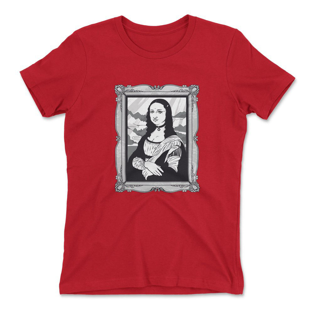 Gothic Monalisa Womens T-Shirt in Red color