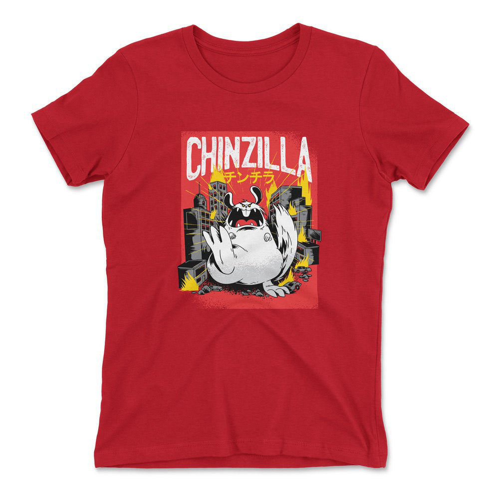 Chinzilla Monster Womens T-Shirt in Red color