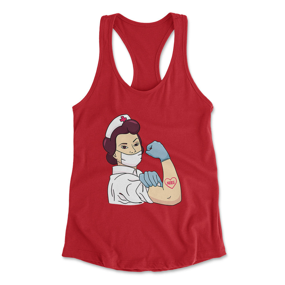 Strong Nurse Womens Racerback Tank in Red color