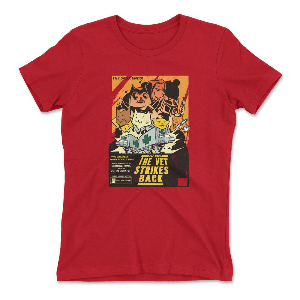 Cat Wars - The Vet Strikes Again Womens T-Shirt in Red color