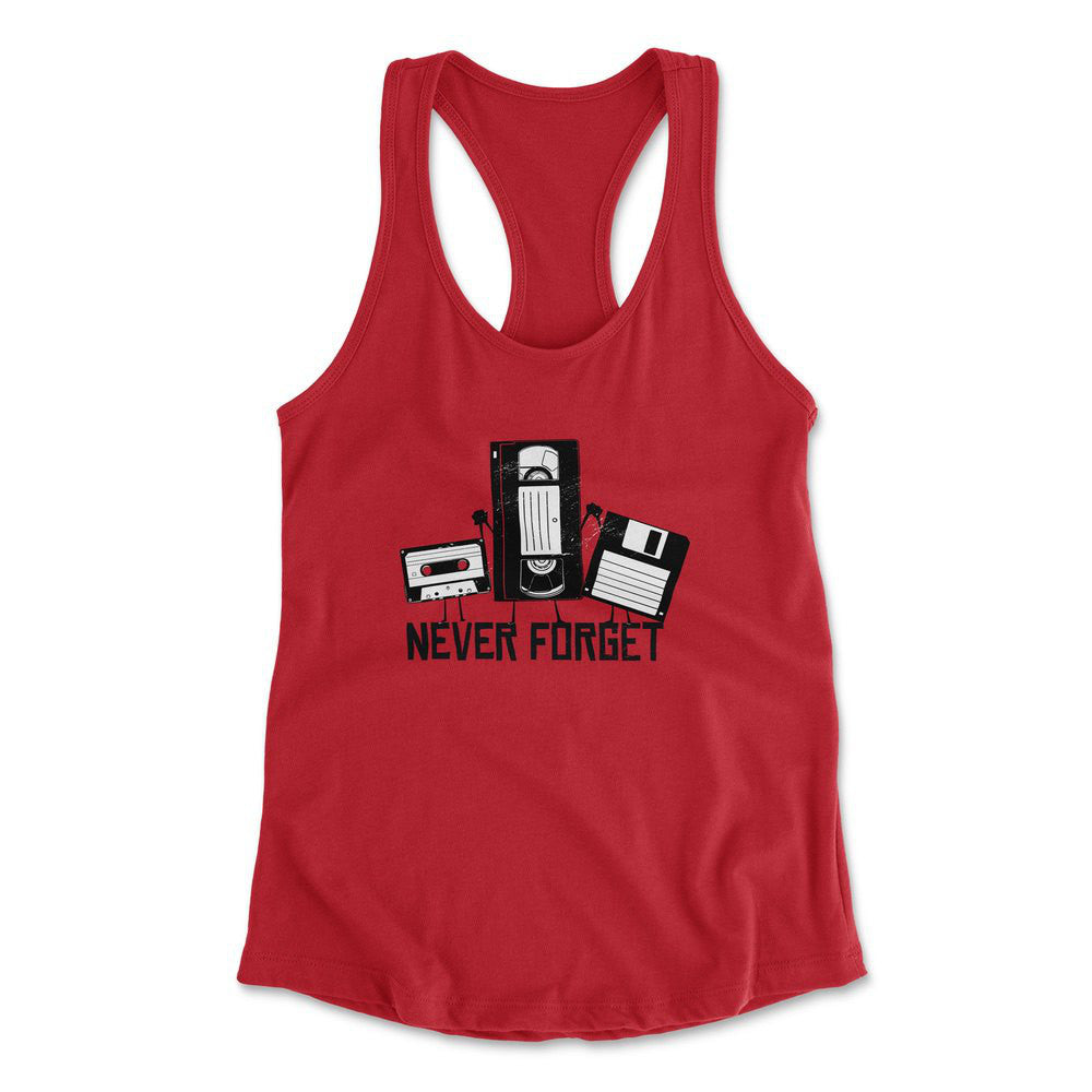 Never Forget The Old Stuff Womens Racerback Tank in Red color