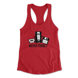 Never Forget The Old Stuff Womens Racerback Tank in Red color