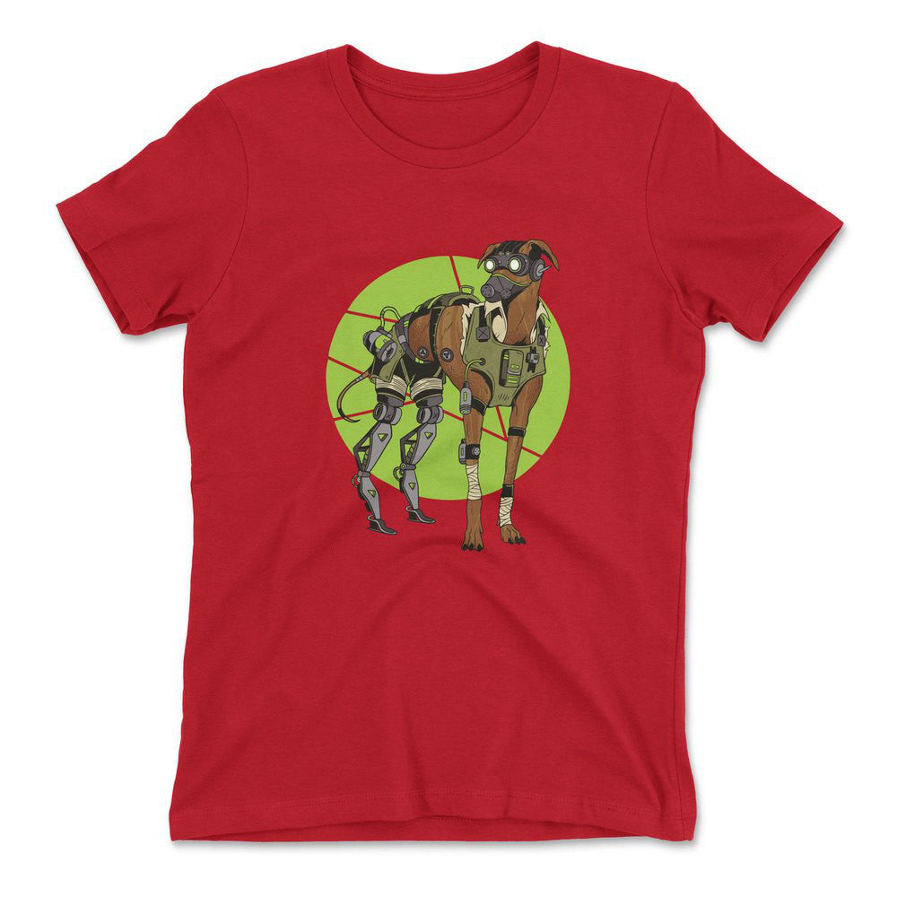 Cyber Greyhound Dog Womens T-Shirt in Red color