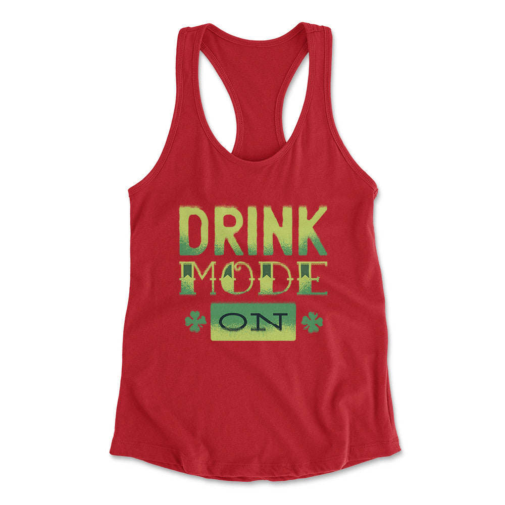 Drink Mode On Womens Racerback Tank in Red color