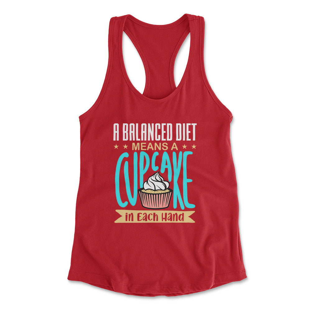 Cupcake - A Balanced Diet Womens Racerback Tank in Red color