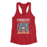 Cupcake - A Balanced Diet Womens Racerback Tank in Red color