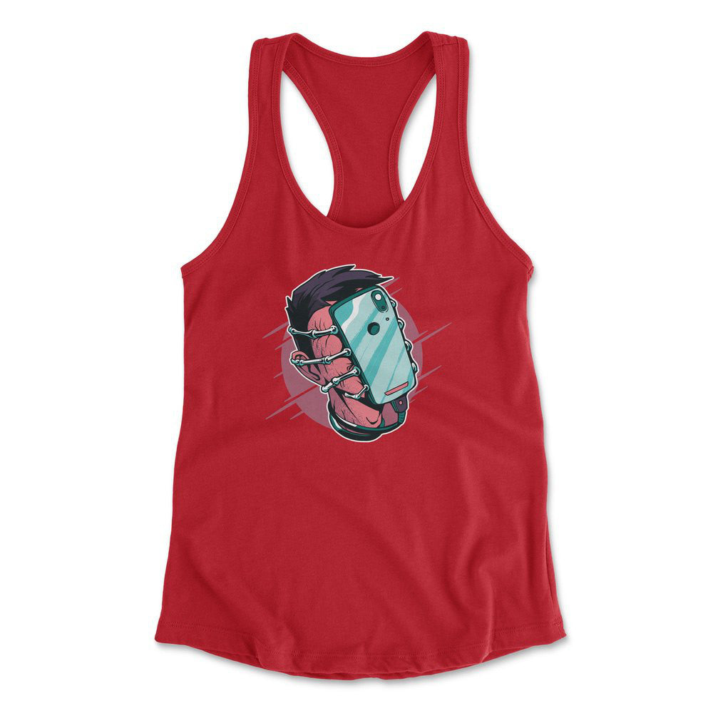 Phone Face Hugger Womens Racerback Tank in Red color