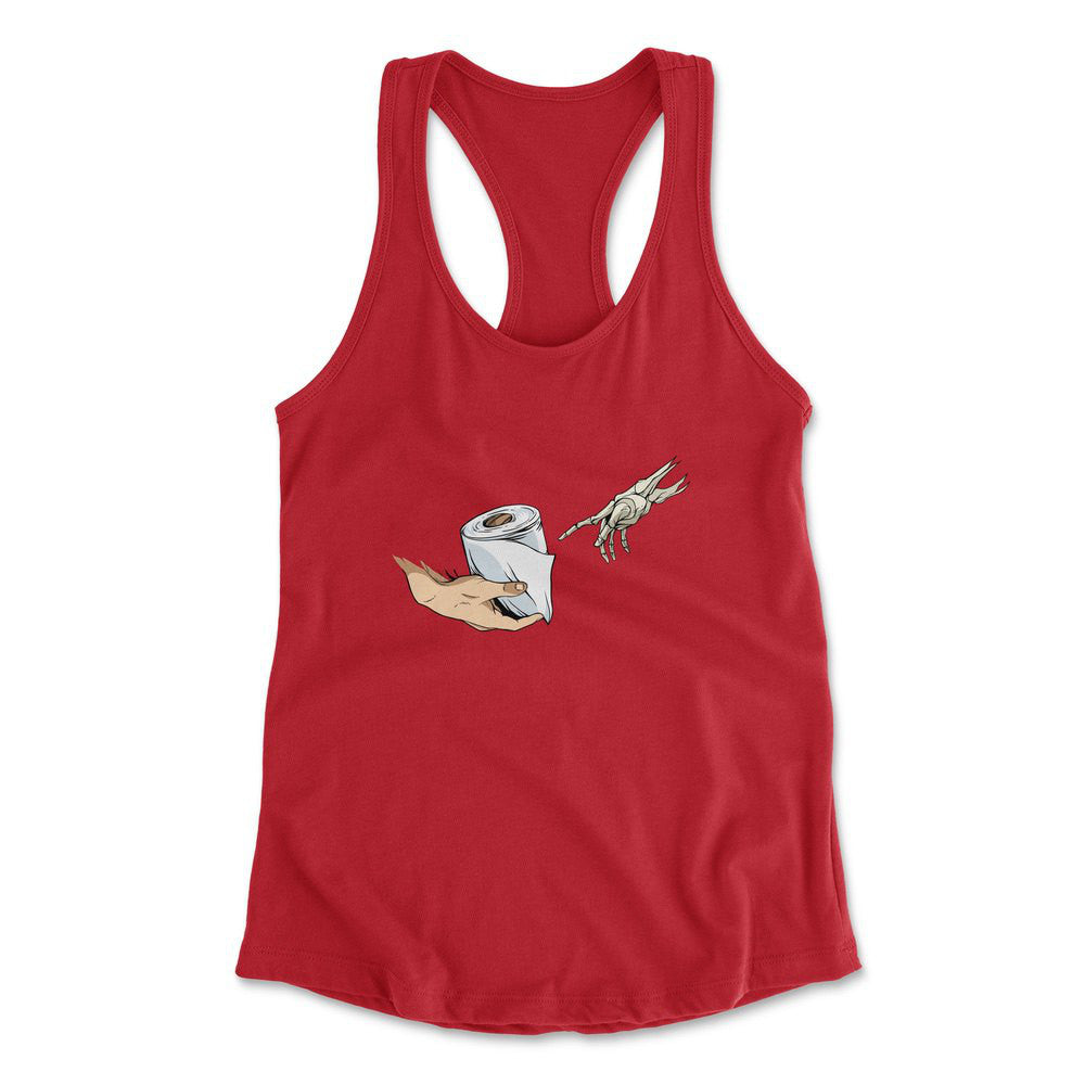 Creation Of Adam - Toilet Paper Womens Racerback Tank in Red color