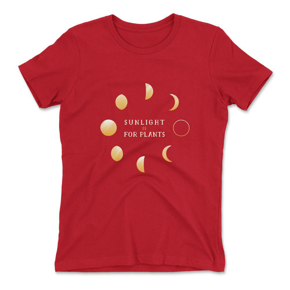Night Moon Phases Womens T-Shirt in Red color
