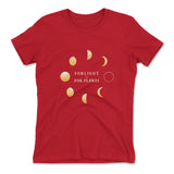 Night Moon Phases Womens T-Shirt in Red color