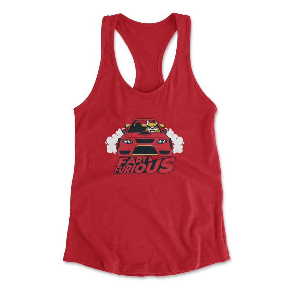 Fart And Furious Womens Racerback Tank in Red color