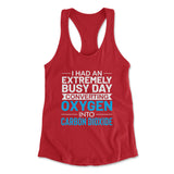 I Had An Extremely Busy Day Converting O2 To Co2 Womens Racerback Tank in Red color