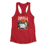 Chinzilla Monster Womens Racerback Tank in Red color
