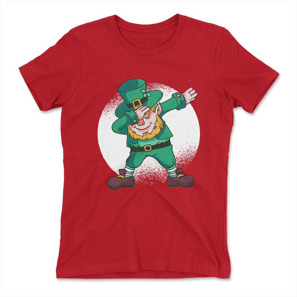 Leprechaun Dabbing Womens T-Shirt in Red color