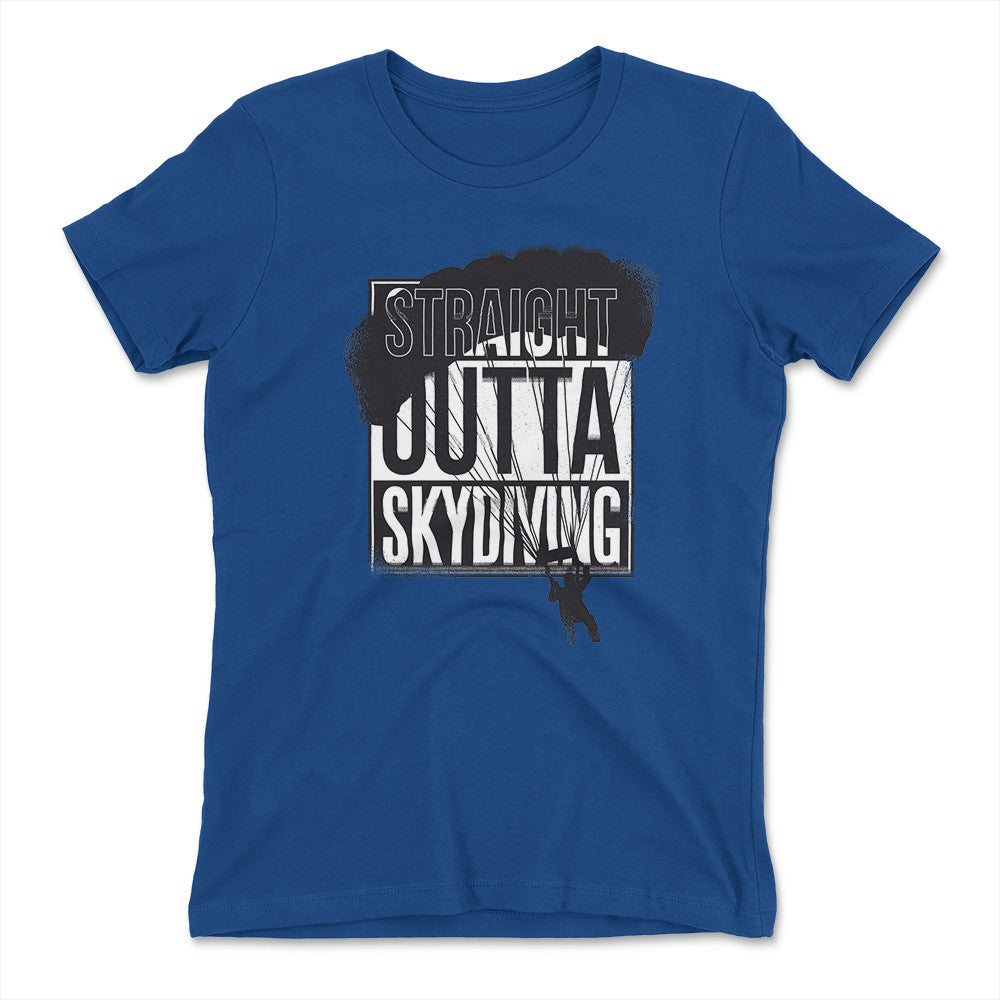 Straight Outta Skydiving Womens T-Shirt in Royal color