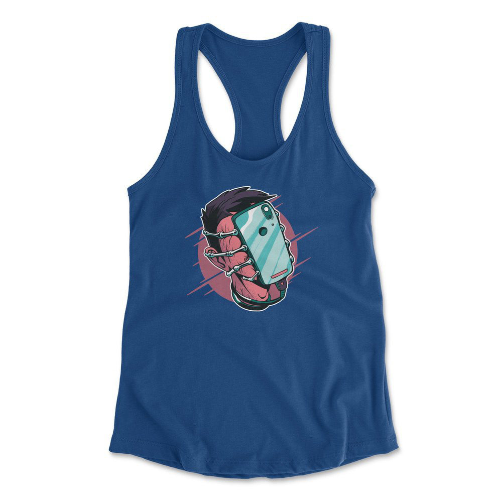 Phone Face Hugger Womens Racerback Tank in Royal color