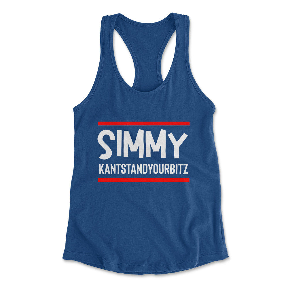 Simmy Kantstandyourbitz Womens Racerback Tank in Royal color
