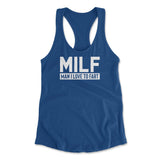 MILF - Man I Love To Fart Womens Racerback Tank in Royal color