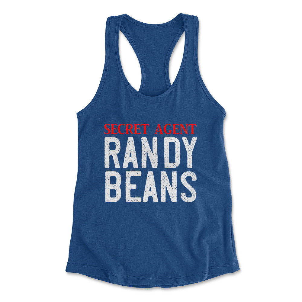 Secret Agent Randy Beans Womens Racerback Tank in Royal color