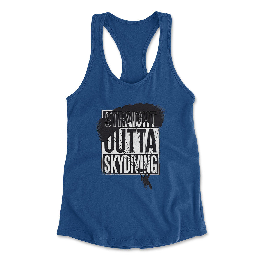 Straight Outta Skydiving Womens Racerback Tank in Royal color
