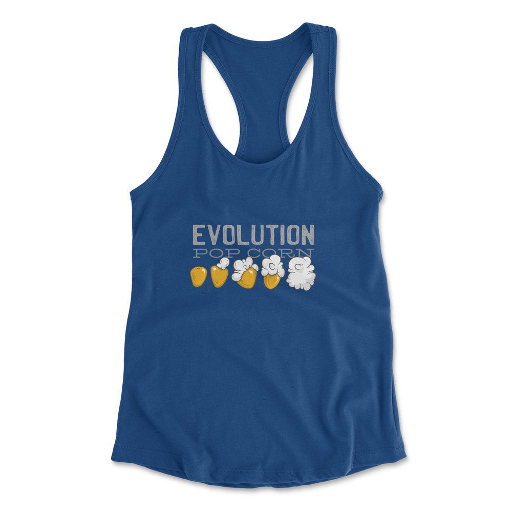 Popcorn Evolution Womens Racerback Tank in Royal color