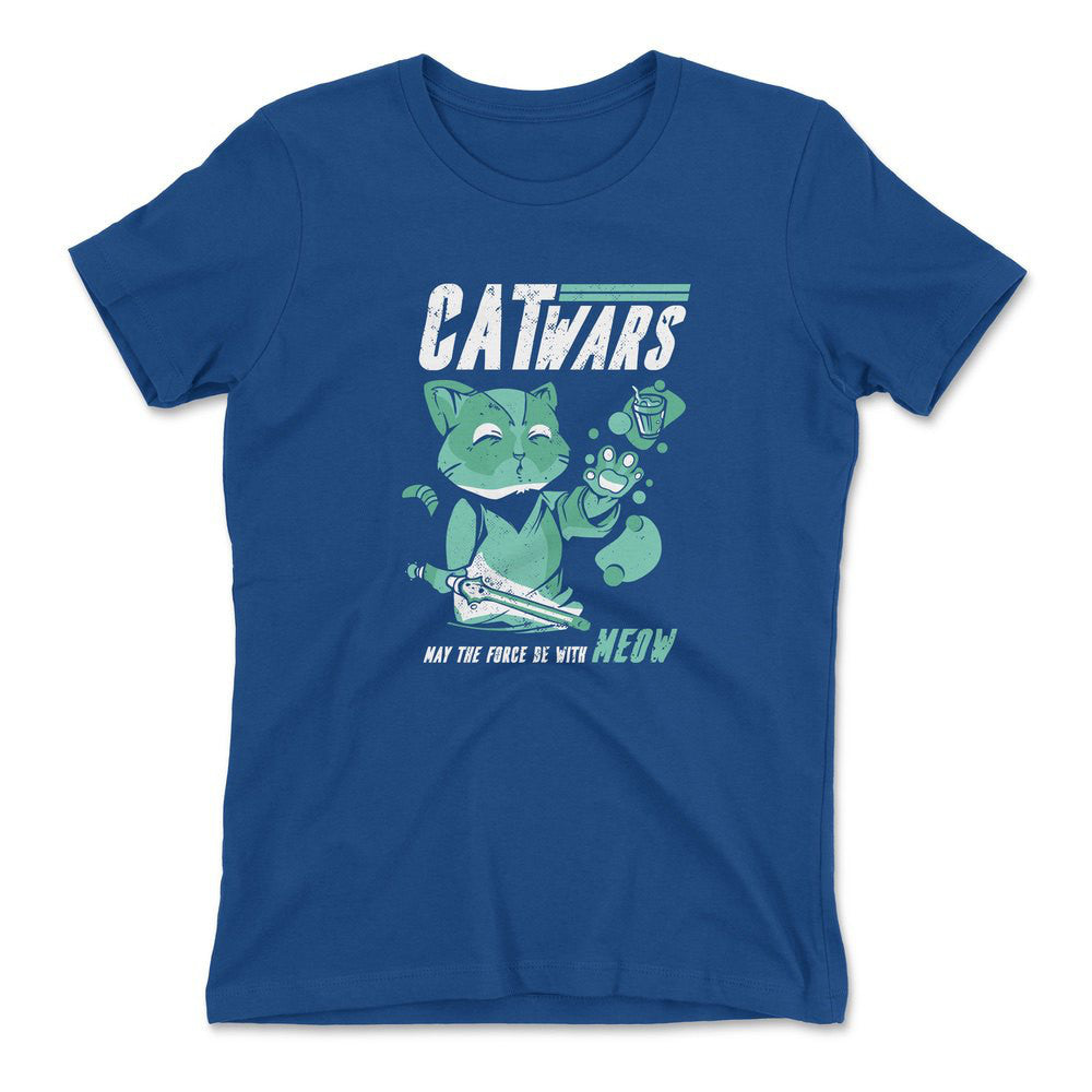 Cat Wars - May The Force Be With Meow Womens T-Shirt in Royal color