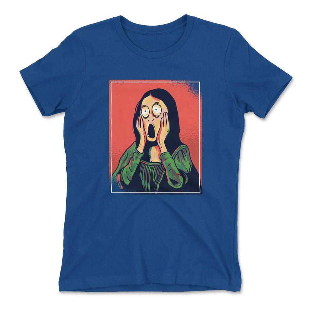 Scream Painting Monalisa Womens T-Shirt in Royal color