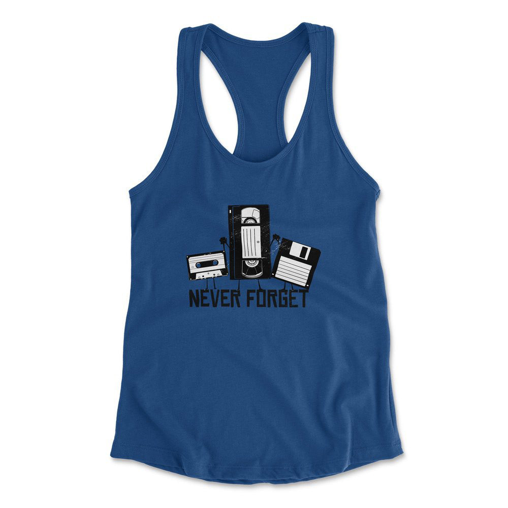 Never Forget The Old Stuff Womens Racerback Tank in Royal color