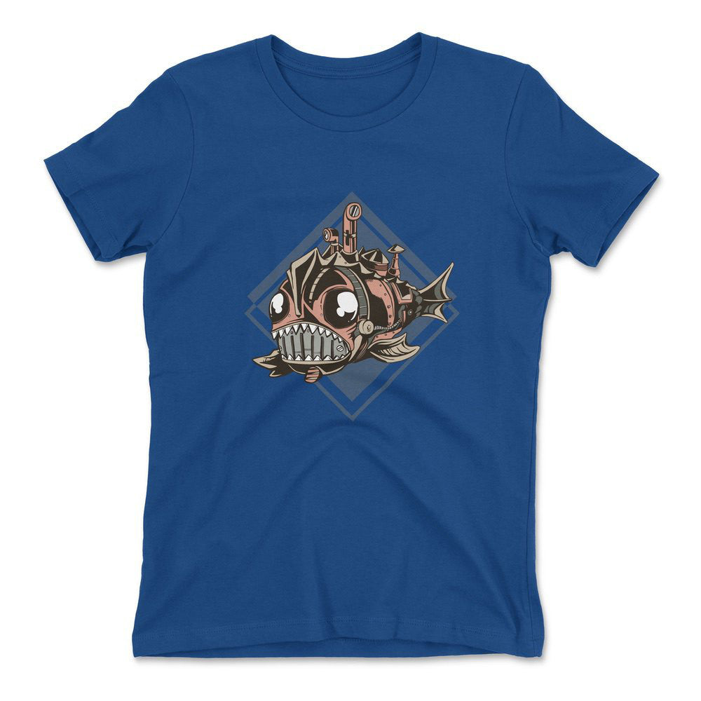 Steam Punk Fish Womens T-Shirt in Royal color