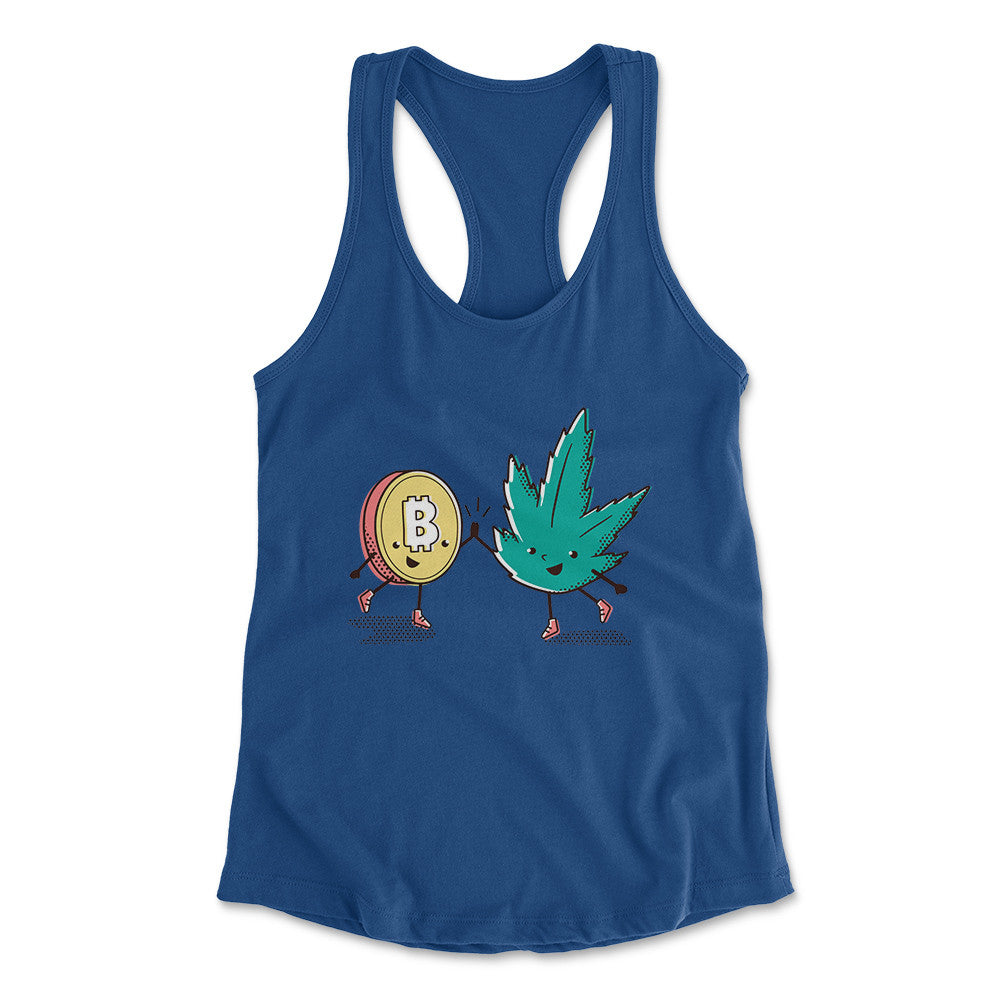 420 Bitcoin Womens Racerback Tank in Royal color