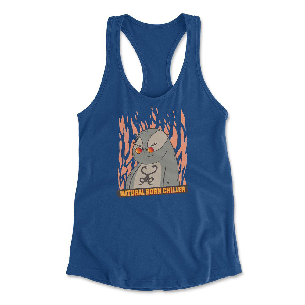 Natural Born Chiller Womens Racerback Tank in Royal color