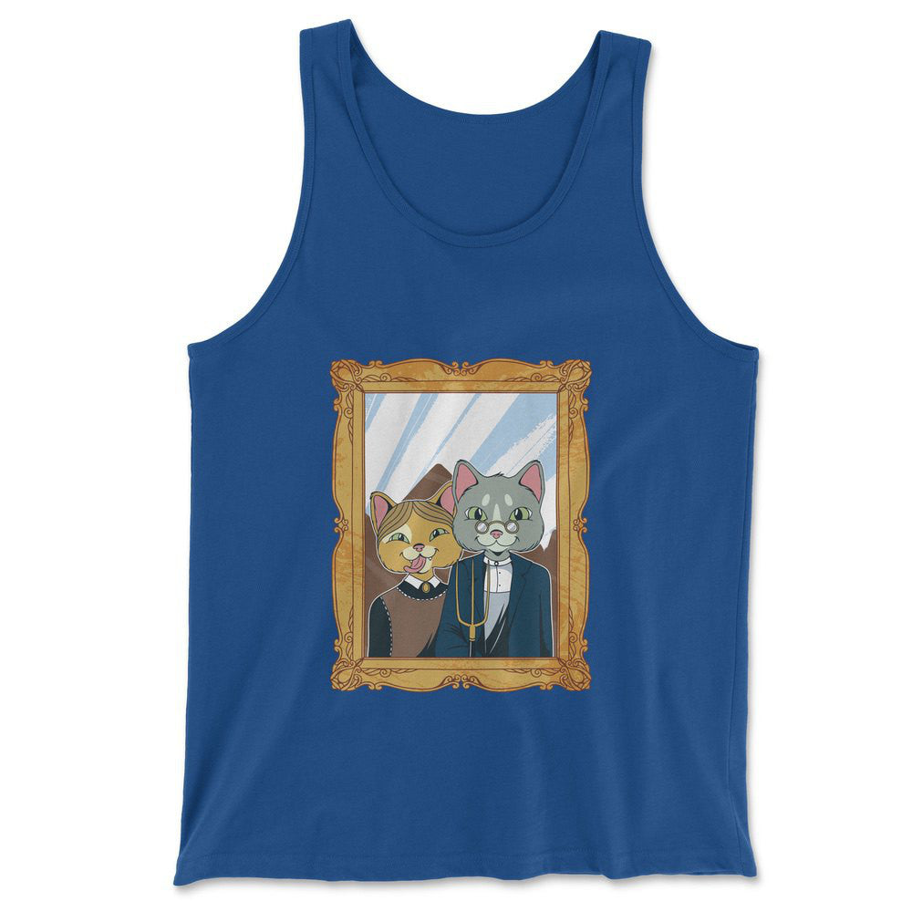 American Gothic Cats Men/Unisex Tank in True Royal color