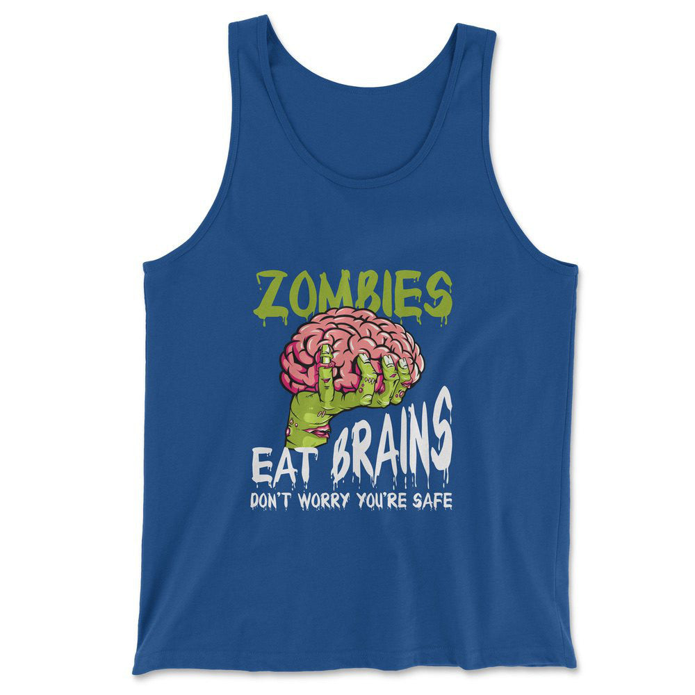 Zombies Eat Brains, Don't Worry You're Safe Men/Unisex Tank in True Royal color