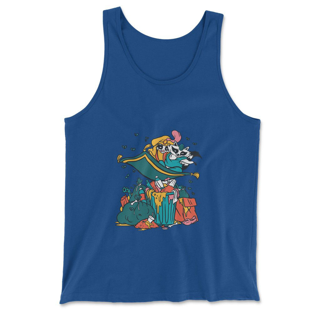 Raccoon Flying Aladdin Men/Unisex Tank in True Royal color