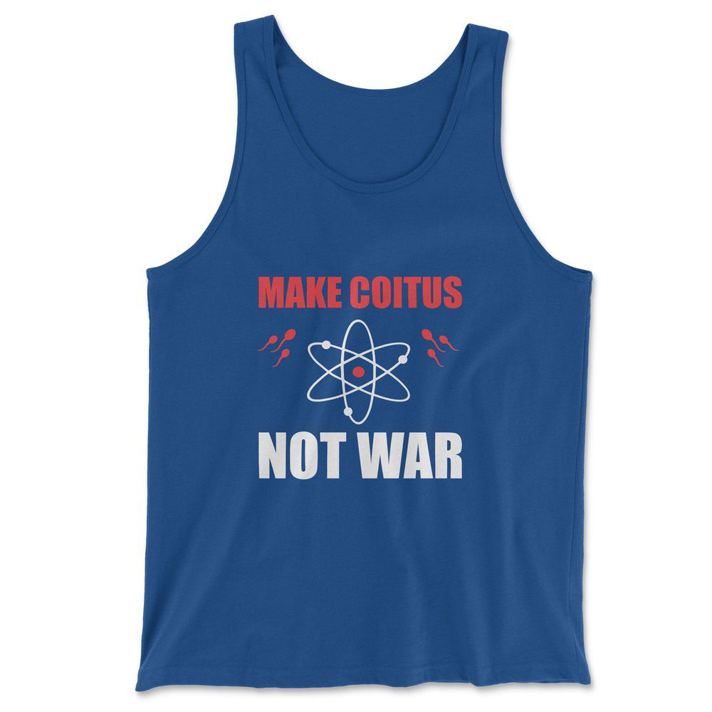 Make Coitus, Not War Men/Unisex Tank in True Royal color