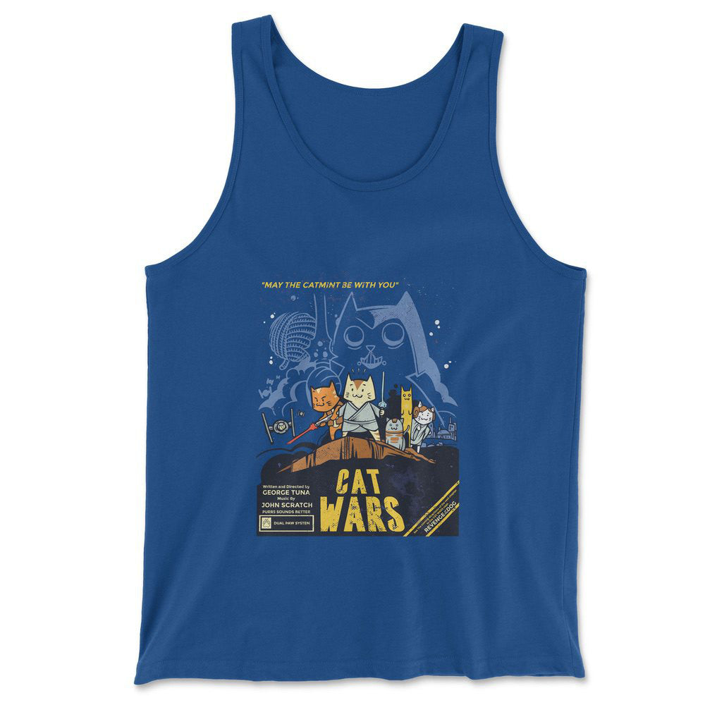 Cat Wars - May The Cat Mint Be With You Men/Unisex Tank in True Royal color