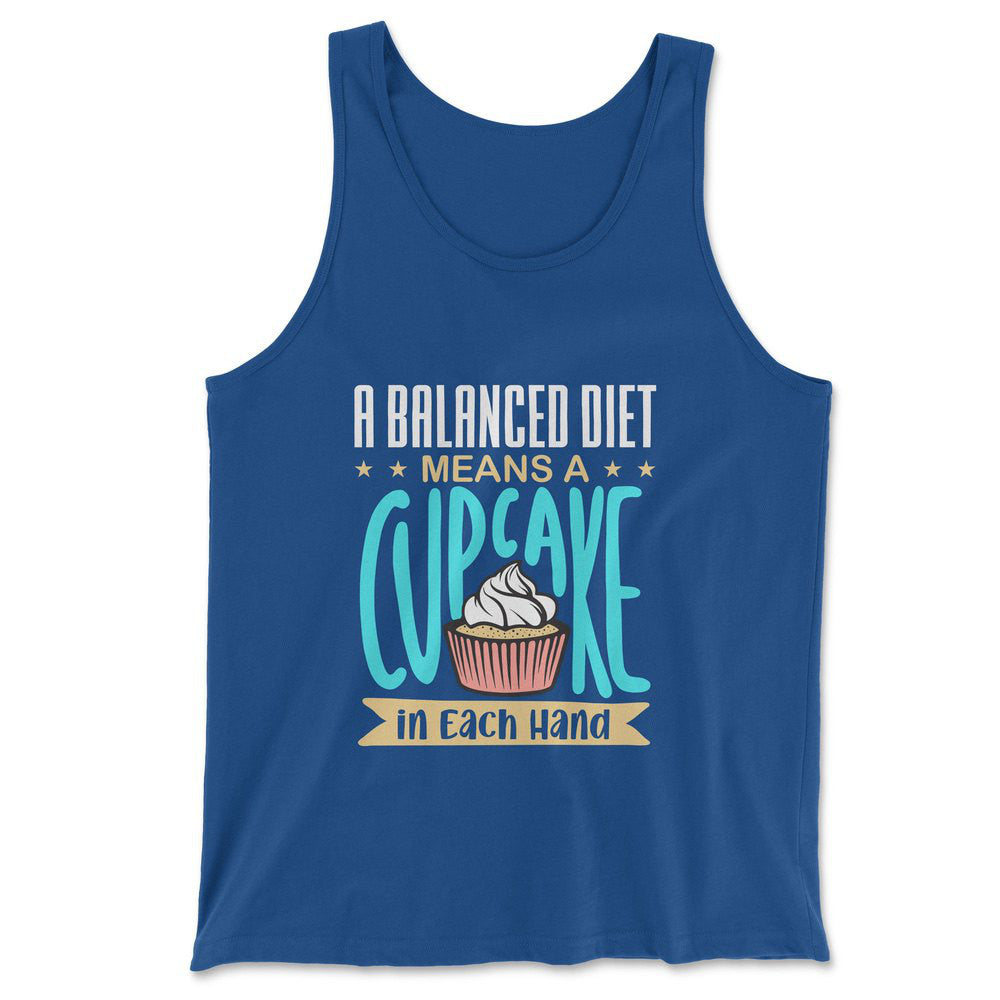 A Balanced Diet Means, A Cake In Each Hand Men/Unisex Tank in True Royal color