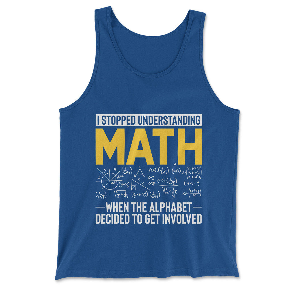 Why I Stopped Understanding Math Men/Unisex Tank in True Royal color