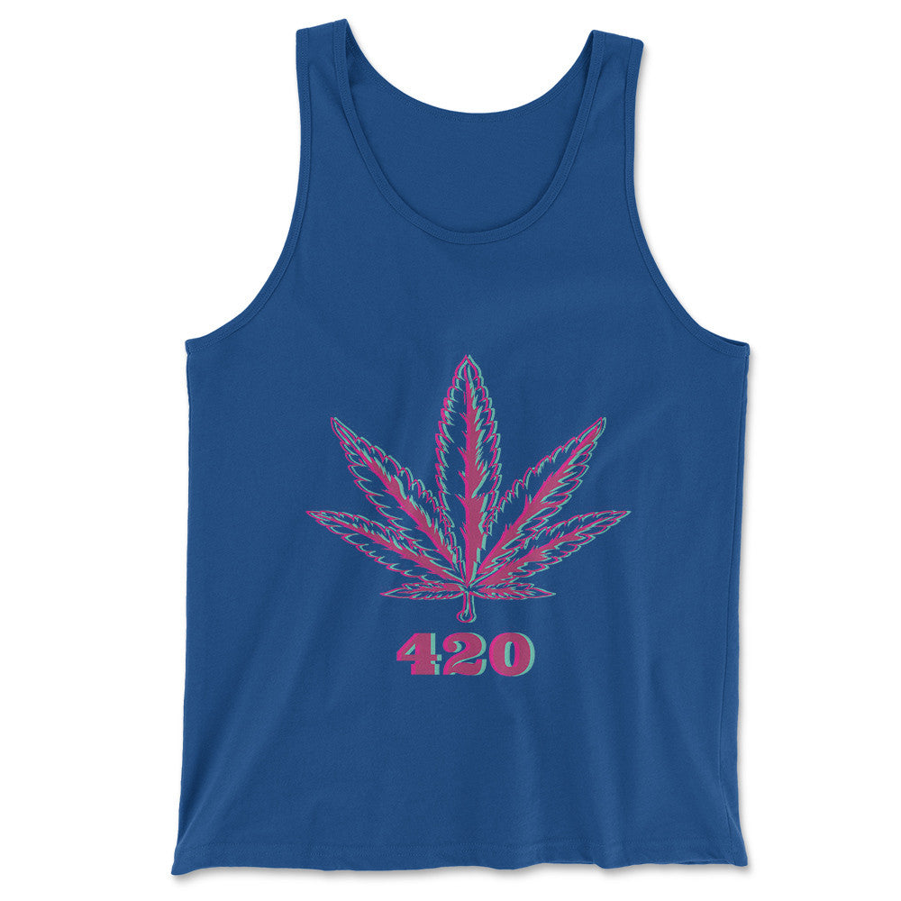 420 Hemp Leaf Men/Unisex Tank in True Royal color