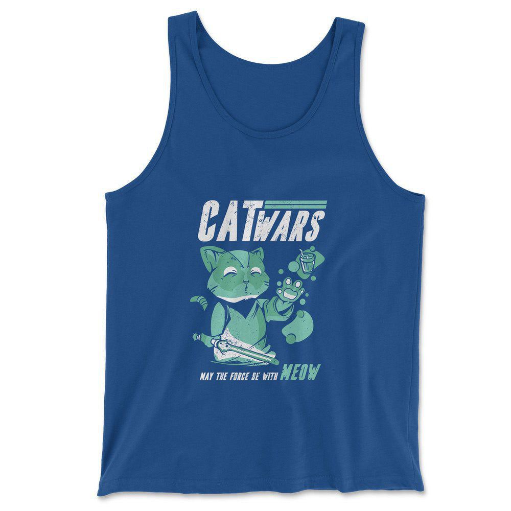 Cat Wars - May The Force Be With Meow Men/Unisex Tank in True Royal color