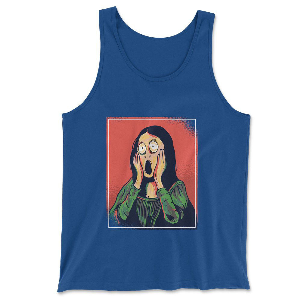 Scream Painting Monalisa Men/Unisex Tank in True Royal color