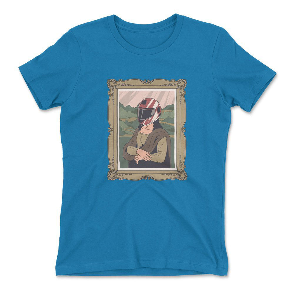 Monalisa Helmet Womens T-Shirt in Turquoise color