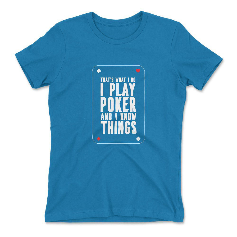 Play Poker Womens T-Shirt in Turquoise color