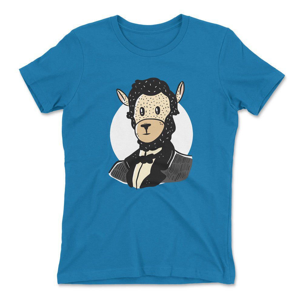 Lincoln Llama Womens T-Shirt in Turquoise color