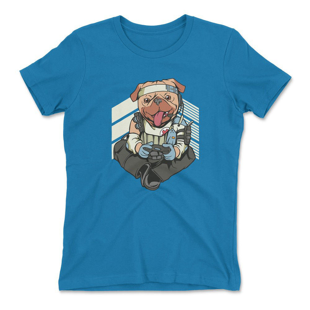 Lifeline Pug Apex Gamer Womens T-Shirt in Turquoise color